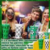 Nuogo 12 Pcs Party Plastic Cups Bulk 24 oz Plastic Tumbler with Lid and Straw Reusable Cups for Boyfriend Fan Sports Birthday Party Favors (Soccer)