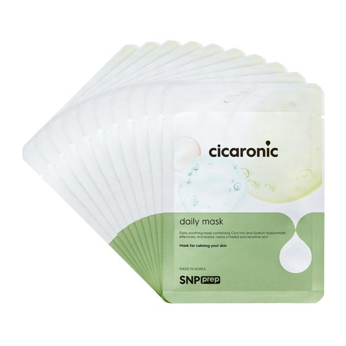 SNP PREP Cicaronic Daily Korean Sheet Mask | Soothing, Hydrating, and Calming for All Sensitive Skin Types with Cica, Hyaluronic | Face Masks Skincare sheets | Korean Skin Care Facial Mask | 10 Sheets