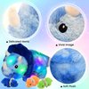 Hopearl LED Plush Dinosaur Lighting Up Stuffed Mommy Triceratops with 3 Babies in her Tummy Floppy Stuffed Animal Playset Night Lights Glow in The Dark Gifts for Kids Toddler Boys, Blue, 15“