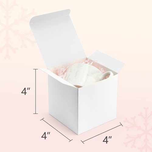 ValBox 4x4x4 White Gift Boxes 25PCS Kraft Paper Boxes with Lids for Gifts, Crafting, Cube, Cupcake Boxes, Easy Assemble Boxes for Party Favor