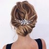 YBSHIN Bride Wedding Hair Comb Silver Rhinestone Hair Pieces Pearl Headpieces Leaf Bridal Hair Accessories for Women
