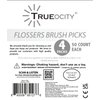 Trueocity Dental Flossers Brush Picks 4 Pack w/Travel Case (200 Total Count), Dental Floss Glides Easy, Flosser Helps Prevent Tooth Decay & Gum Disease, Easy Grip, Flossers for Adults, Mint Flavored