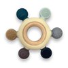 Colorful Baby Teether Toy, BPA-Free Silicone Rings with Organic Natural Wood (Multi-Blue)