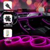 SAMGCHI USB Car LED Lights, Interior Car Lights Strip with APP and RF Remote Control, 2 in 1 Car Ambient Lighting with 157 inches Fiber Optic Music Sync Simple Installation EL Wire Lights for Car