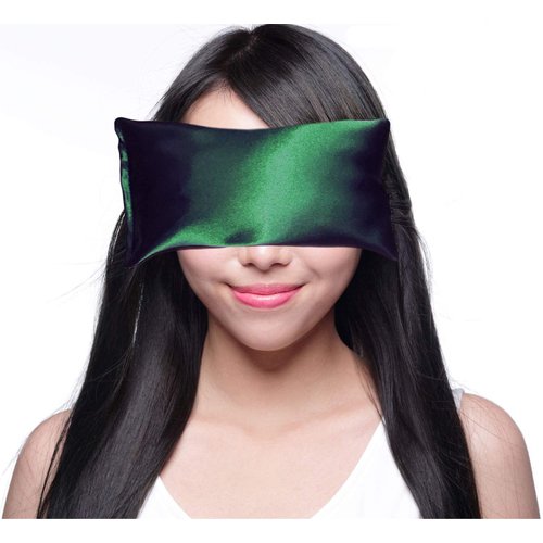 Happy Wraps Lavender Eye Pillow - Hot Cold Aromatherapy Satin Eye Mask for Yoga, Sleeping, Migraines, Stress, Relaxation - Gifts for Women, Birthdays, Coworkers, Christmas - Emerald