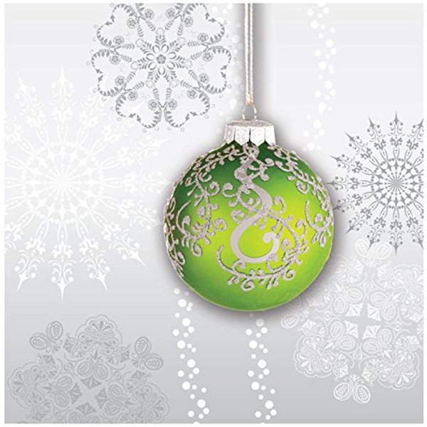 Creative Converting 18 Count Beverage Napkins, Jingle Bells, Silver/Green