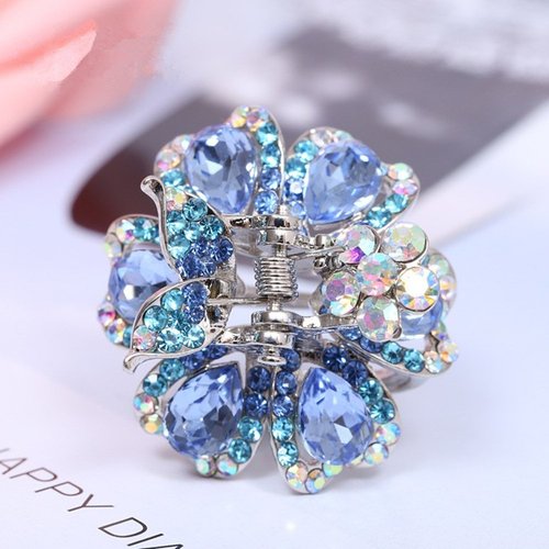 Ruihfas 4Pcs Fantastic Women Girls Crystal Bangs Clips Bridal Wedding Mini Hair Claw Clip Hair Pin 1.18×0.98 inch