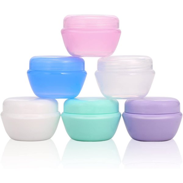 VEAIDE Plastic Small Travel Containers for Toiletries, TSA Approved Leakproof Refillable Cosmetics Makeup Jars with Lids for Cream Gel Paste, 20g/0.7OZ Per Piece, 6 Pieces