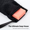 Travel Soap Saver Bag 3 Pcs Soap Pocket Exfoliating Soap Saver Pouch Rough Mesh Bar Soap Bags for Shower, Body Foam Scrubber Exfoliating Shower Sponge - Black