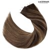 Lacer Tape in Hair Extensions Human Hair Chestnut Brown Mixed Dark Brown Hair with Dark Brown Roots Invisible Silky Straight Double Sided Tape in for Short Hair 50g 20pcs 16 Inch