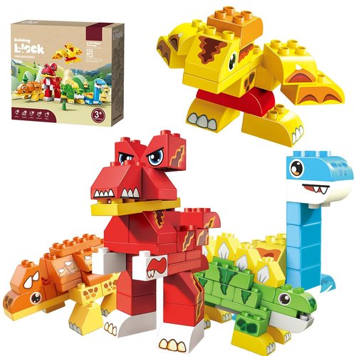 iixeal Dinosaur Building Blocks for Toddlers, Jurassic Theme Building Sets for Preschool Kids, Educational Toys for Ages 3 4 5 6+ (133pcs)