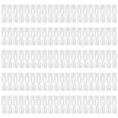 Lawie 100 Pack Bulk 2 Inch 5 CM Rectangle Square Snap Metal Hair Clips Barrettes Silver Hairpins Clips Thin Fine Bang Hair Holder Craft DIY Accessories for Women Girl Kids