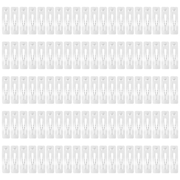 Lawie 100 Pack Bulk 2 Inch 5 CM Rectangle Square Snap Metal Hair Clips Barrettes Silver Hairpins Clips Thin Fine Bang Hair Holder Craft DIY Accessories for Women Girl Kids