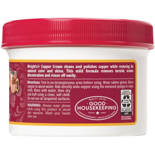 Wright's Copper and Brass Cream Cleaner - Gently Cleans and Removes Tarnish Without Scratching, 8 Ounce (Pack of 6)
