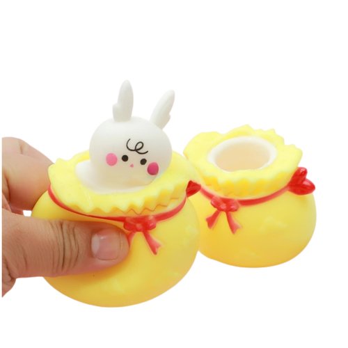 Dhjrefhhd 1Pcs Squishy Sensory Squeeze Stress Pop Up Rabbit Panda Toys Stress Relief Lucky-Bag Cup Office Desk Squishy Toy (Yellow or Randomly Color)