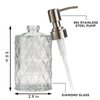 Easy Tang Glass Hand Dish Soap Dispenser for Bathroom Kitchen 12 Oz Crystal Design with Silver Pump Refillable Liquid Soap Dispenser (Clear)