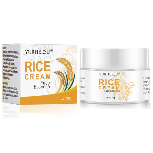 YURHERSU Rice Face Cream, Face Moisturizing Essence, Fade Fine Lines Deep Hydration Increase Skin Elasticity, Smooth Even Skin Tone, Lightweight Quickly Absorbed Non-sticky For Daily Skin Care