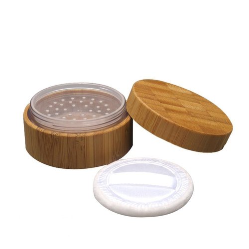 ericotry 30g 1oz Empty Portable Environmental Bamboo DIY Comestic Make-up Loose Powder Container Jar Case Holder with Sponge Powder Puff and Sifter Baby Powder Puff Kit Foundation Cosmetic Box