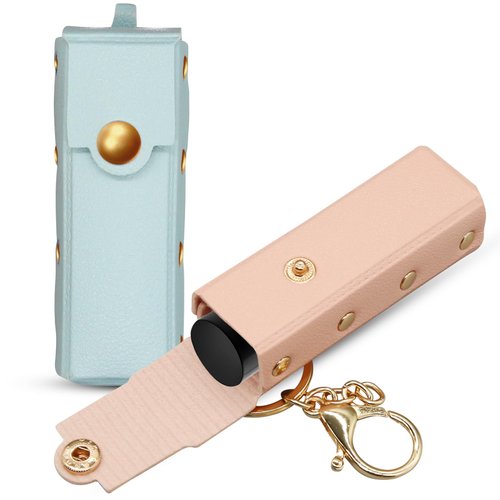 CANIPHA 2Pcs Lipstick Holder Keychain Holder Keychain for Women, Lip Balm Holder Keychain Lip Gloss Keychain Holder, Portable Lipstick Case for Purse Perfume Fingernail Polish (Pink & Green)