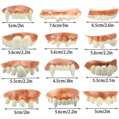 senlinlv 12Pcs Fake Teeth Funny Fake Teeth Ugly Fake Teeth Bob Teeth Vampire Denture Teeth Halloween Decoration Props Costume Party Funny Gag Gift (White Teeth)