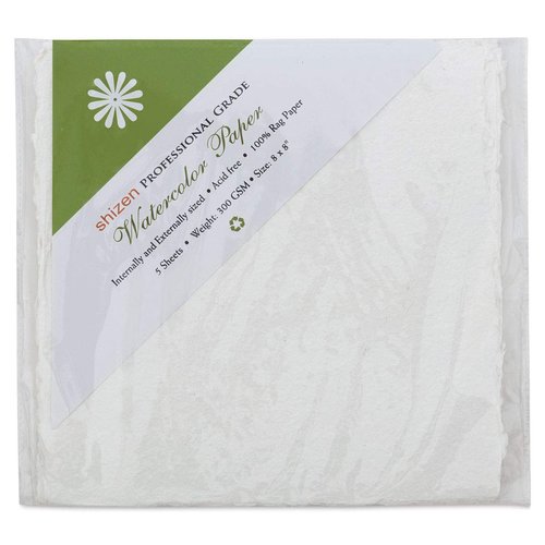 Shizen Design Watercolor Paper Packs- Square Sheets Rough 8x8" (5 Sheet Pack)