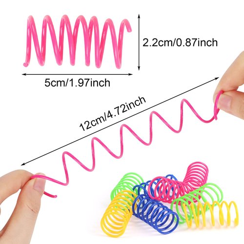 KIMOBER 32PCS Cat Spiral Spring,Colorful Plastic Cat Creative Toy Interactive Cat Toy Spiral Springs for Indoor Cats Kittens to Swat, Bite, Hunt Kitten Toys