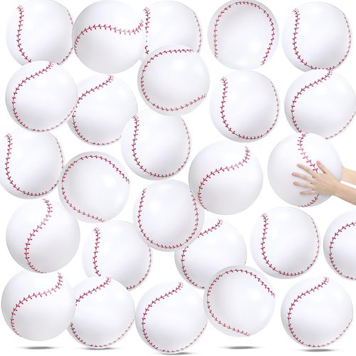 Wettarn 24 Pieces Inflatable Baseball Beach Ball 12 Inches Baseball Party Favors White Swimming Pool Party Ball Baseball Beach Game Toys for Summer Outdoor Beach Pool Sports Game Party Supplies