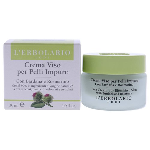 L'Erbolario Face Cream For Blemished Skin - Developed For Oily Skin With Blackheads - Immediate Matte Effect - Closes Dilated Pores - Helps Skin Find It's Natural Balance - Paraben Free - 1 Oz