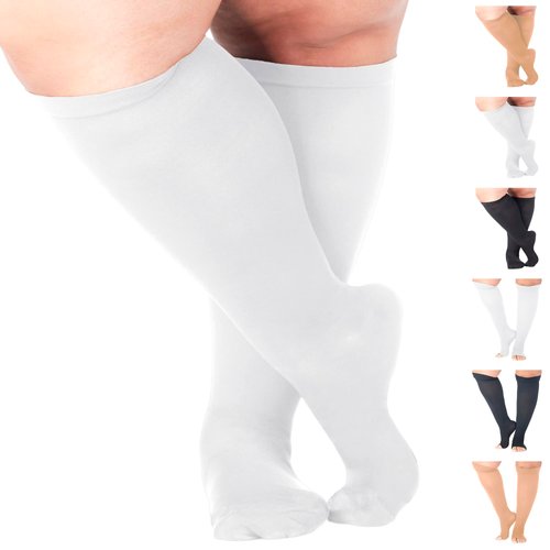 ABSOLUTE SUPPORT Made in USA - T.E.D. Anti Embolism Compression Socks for Women and Men 15-20mmHg - Knee High Compression Stockings for Embolism Relief - White, Small - A401WH1