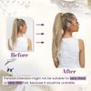 LaaVoo Ponytail Extension Human Hair Light Gloden Blonde Highlighted Bleach Blonde Ponytail Hair Extensions Blonde Highlights Remy Human Hair Ponytail Extensions Straight 12 Inch 70 Gram