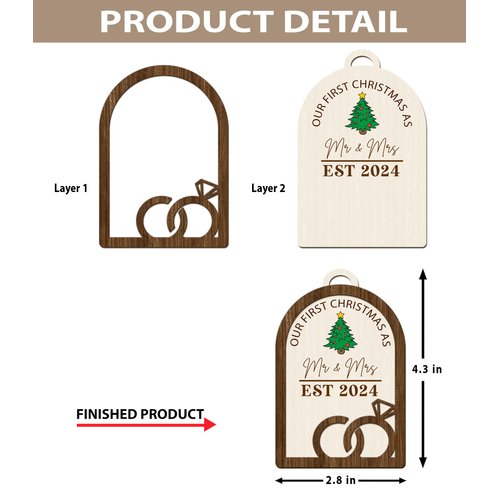 Christmas Ornaments 2024, Wedding Gifts for Couples 2024, Mr and Mrs Gifts, Unique Wedding Gifts for Couples 2024, Wood First Christmas Married Ornament 2024, Mr and Mrs Christmas Ornament (L17)