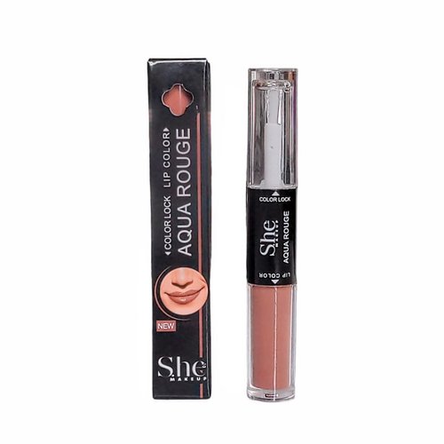 Aqua Rouge Matte Liquid Lipstick and Clear Lipgloss Duo by She Makeup (AR03 Classic Nude)