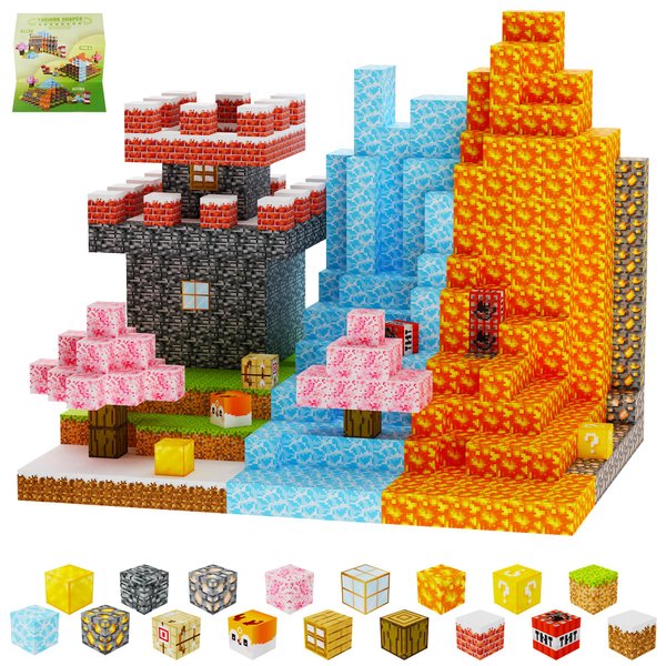 TUOLAJI 100pcs Magnetic Blocks,Mine World Magnet Blocks Craft, Magnetic Cubes for Kids Magnetic Building Blocks for Boys and Girls 3+, Magnetic Toys, Magnetic Building Cubes 0.8IN,Puzzles Games