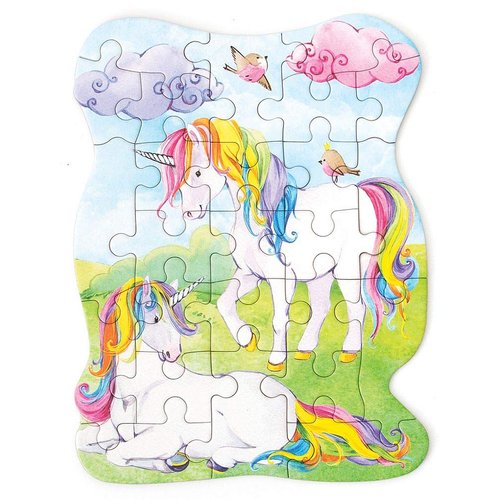 Playhouse Rainbow Unicorns 25-Piece Die-Cut Shaped Mini Puzzle for Kids