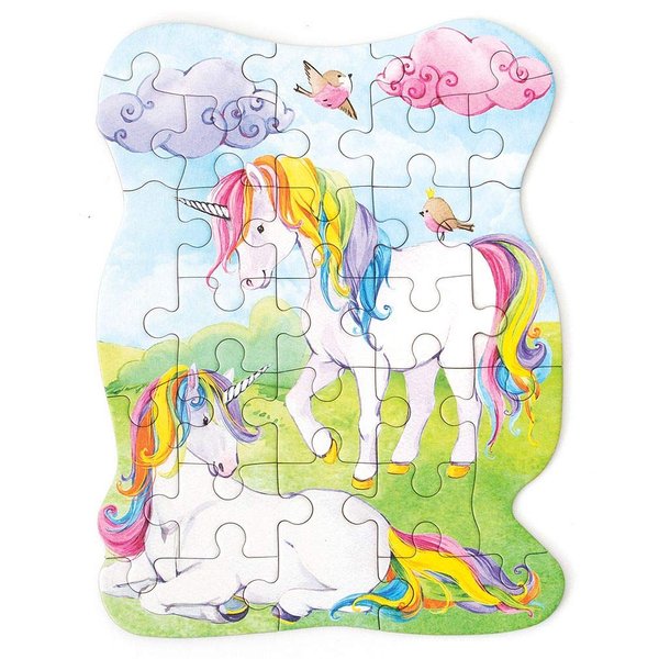 Playhouse Rainbow Unicorns 25-Piece Die-Cut Shaped Mini Puzzle for Kids