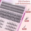 MLEN DIARY 255 Clusters Individual Lashes 12-14mm Cluster Lashes Natural False Eyelashes 3 in 1 Mink Eyelash Extension DIY Kit