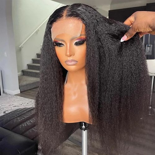 Enoya 5X5 HD Lace Closure Wigs Human Hair Pre Plucked with Baby Hair, Kinky Straight Ultra-thin Invisible Swiss 12A Human Hair Wigs for Women(10", 5x5 HD lace closure wig)