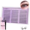 ALICE Natural Lash Clusters Kit Clear Band Wispy Lash Extension Kit Cluster Eyelash Extension Kit 162pcs C Curl 11-13mm Individual Lashes with Lash Glue Bond and Seal and Tweezers DIY at Home