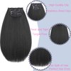 Kinky Straight Clip in Hair Extensions for Black Women Natural Black Full Head Yaki Kinky Straight Synthetic Hair 4Pcs 11 Clips 140g/Set (16 inch)