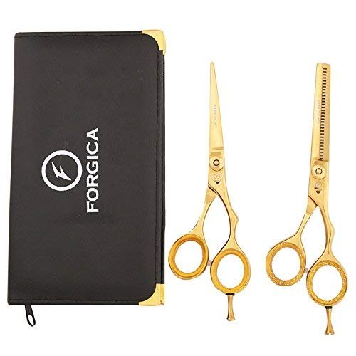 Hair Cutting Scissors For Barber Supplies With Barber Case, Hair Shear, Thinning Shears, Complete Hair Cutting Kit Barber scissors, Titanium Hair Shears With Fine Screw Adjustment By Forgica