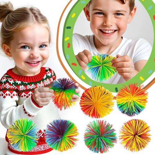 Christmas 12pcs Monkey Stringy Balls, 2.75Inch, Fidget Toys Stringy Balls Sensory Silicone Balls Soft Active Fun Toy Stress Balls and Anxiety Relief Throw Balls for Birthday Gifts Party Favors