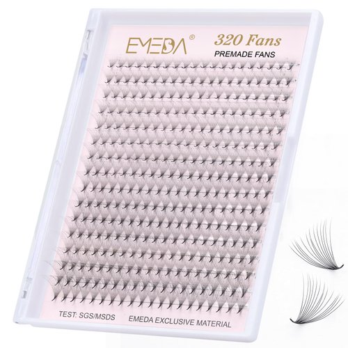 EMEDA 320 Fans Premade Lash Fans Pointy Thin Base 5D/8D/10D/14D/16D/20D Premade Fans Eyelash Extensions Stable D Curl Lash Extension Premade Fans Pre Volume Lash Extensions (14D-0.05-D-8-15mm)