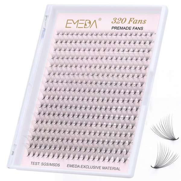 EMEDA 320 Fans Premade Lash Fans Pointy Thin Base 5D/8D/10D/14D/16D/20D Premade Fans Eyelash Extensions Stable D Curl Lash Extension Premade Fans Pre Volume Lash Extensions (14D-0.05-D-8-15mm)