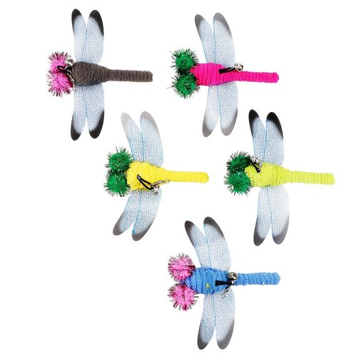 YOLUFER 5 Pcs Replacement Dragonfly Interactive Cat Toy Refills Cat Toy Wand Replacement Teaser Refills for Cat