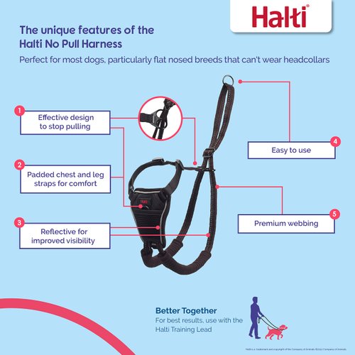 HALTI No Pull Harness - To Stop Your Dog Pulling on the Leash. Adjustable, Lightweight and Easy to Use. Reflective Dog Training Harness for Small Dogs (Size S)