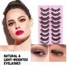PearlGirl False Eyelashes, Russian Curly Natural Wispy Cat Eye Lashes 10 Pairs Lightweight Reusable Ideal for Eyelash Extension and Pestañas Postizas(Styles02)