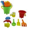 6 Piece Kid's Mini Beach Sandbox Tool Play Set, Watering Bucket, Hand Tools, Sand Molds (Colors May Vary)