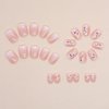SINHOT Square Press on Nails Short Squoval Fake Nails Glossy Glue on Nails Acrylic Nails Flowers Artificial Nails White Gradient Stick on False Nails with Design 24 pcs