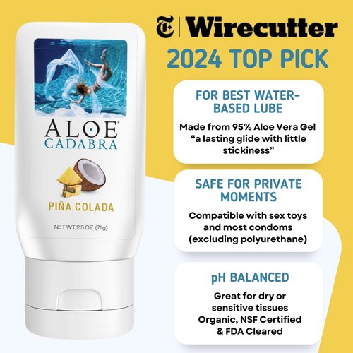 Aloe Cadabra Flavored Personal Lubricant and Vaginal Moisturizer, Organic Edible Aloe Lube for Men, Women and Couples, Non-Staining, pH Balanced, Toy Compatible (Pina Colada, 2.5 Ounces, 4 Pack)