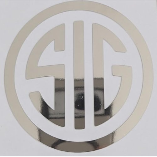 NASTUDIO - SIG Decal (2 x 2 Chrome) - Vinyl Car Bumper Sticker, Gun, Truck, Window, Motorcycle, Helmet, Bumper, Laptop